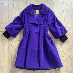 Christian Lacroix 90s Purple Wool & Cashmere Rare Dress Coat Regal Royalty Fit M